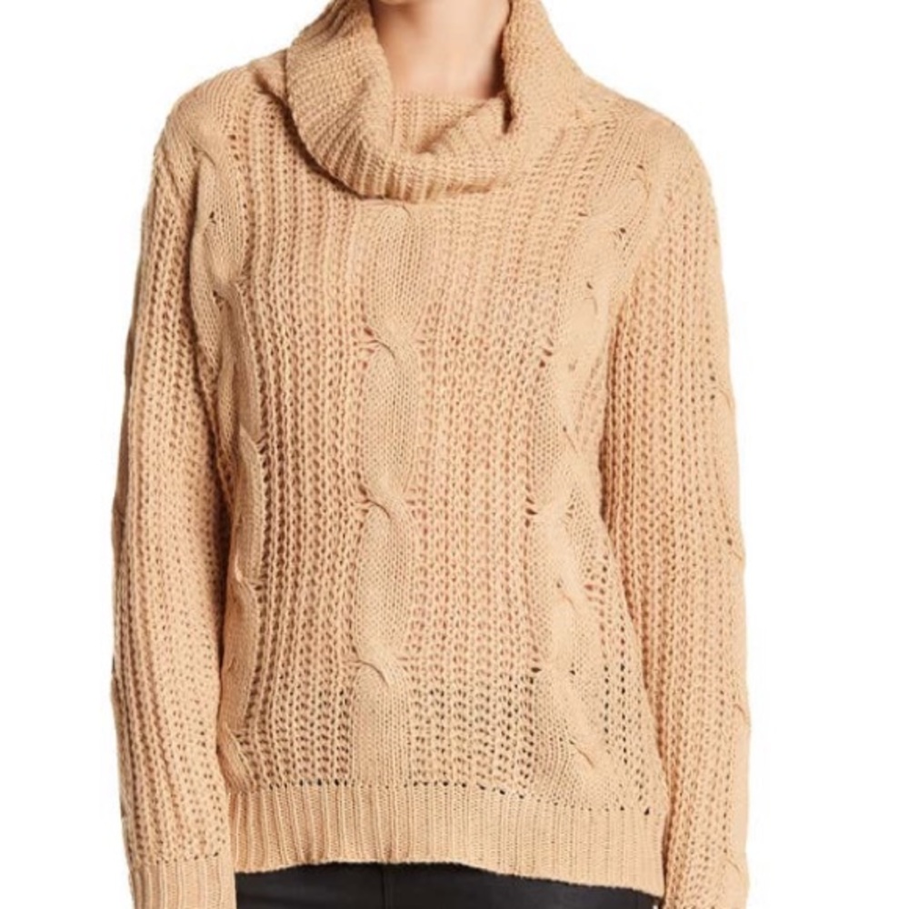 ✨WOVEN HEART Cable Knit Cowl Neck Sweater Oatmeal